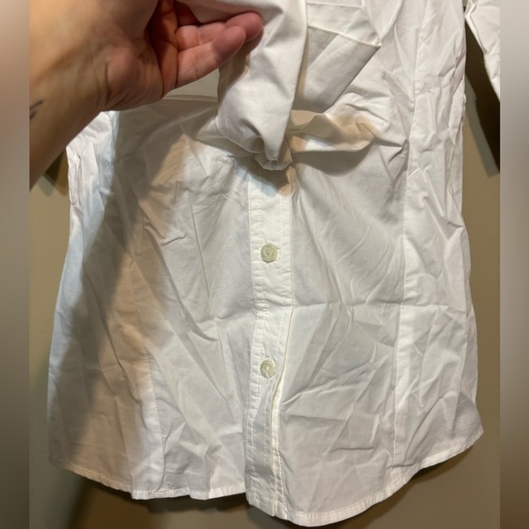 TRINA TURK Designer White Cotton Button Down with Tie Detail - Picture 2 of 11